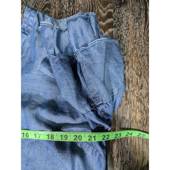 Ann Taylor Blue Chambray V Neck Ruffle Sleeve Blouse Women's XL 100% Lyocell N92 - Picture 6 of 6